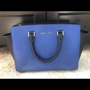 Royal blue and Black Michael Kors Leather Bag